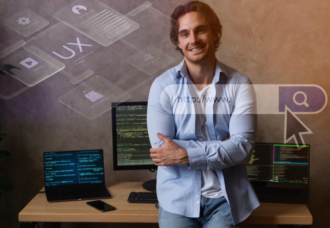 Design instructor reviewing wireframe prototypes with students at collaborative workspace